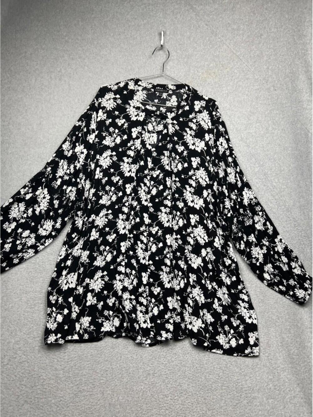 Lane Bryant Tunic Blouse Womens Plus 22/24 Floral Coattagecore Peasant Sleeve